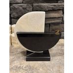Modern Mermer Dekoratif Heykel, Siyah ve Beyaz, Yarım Daire Tasarım, Ev Dekorasyonu