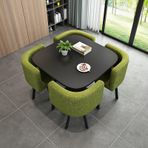 Modern mermer yemek masası seti, 4 kişilik sandalye, zarif sehpa ve sandalye kombinasyonu, ofis, oturma odası, balkon, yemek için şık yeşil kare tasarım, tek boyut