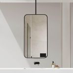 Modern Metal Çerçeveli Mat Siyah Banyo Aynası Duvara veya Tavana Asmak için Çiftlik Evi Tarzı Makyaj Aynası Oturma Odası veya Vestiyer için 40 cm x 70 cm