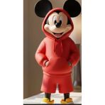 Modern Mickey Mouse Figürü - Kırmızı Kapüşonlu Sweatshirt Lü Dekoratif Biblo