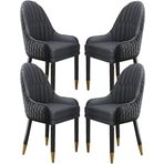 Modern Mikrofiber Deri Yemek Sandalyeleri 4'lü Set Masif Ahşap Ayaklı Mutfak, Oturma Odası, Yatak Odası ve Balkon için Şık Salon Tezgah Sandalyeleri, Kahve ve Turuncu (Siyah ve Çimento Grisi)