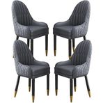 Modern Mikrofiber Deri Yemek Sandalyeleri 4'lü Set Masif Ahşap Ayaklı Oturma Odası Yatak Odası Mutfak ve Balkon için Şık Salon Sandalyeleri, Kahve ve Turuncu Renklerde, Tüm Çimento Grisi Optio