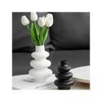 Modern & Minimal 2'li Seramik Vazo Seti | Beyaz - Siyah - Beyaz