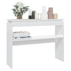 Modern Minimalist 2 Katlı Konsol Masası, Depolama Raflı 102 cm Dar Yan Sehpa, Yatak Odası, Oturma Odası ve Ofis için Beyaz Parlak Kaplama Kitaplık Teşhir Rafı Nization ve Dekor için
