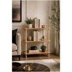 Modern Minimalist 3 Raflı Kitaplık Ahşap Ayaklı Çok Amaçlı Dekoratif Salon Ofis Düzenleyici Raf (Safir Meşe Bal Meşe)