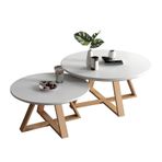 Modern Minimalist Beyaz Yerleştirme Sehpalar Seti Sağlam Yuvarlak Küçük Yan Masalar Oturma Odası Yatak Balkon Kolay Montaj 80cm+60cm Boyutu