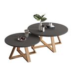 Modern Minimalist Gri İç içe Geçme Sehpa Seti, Oturma Odası, Yatak Odası ve Balkon için Sağlam Yuvarlak Küçük Masalar Kolay Montaj İstiflenebilir Yan Sehpalar (80 cm+60 cm)