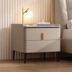Modern Minimalist Komidin Çok Fonksiyonlu Masif Ahşap Yan Sehpa 2 Çekmeceli Kompakt Yatak Odası Mobilyaları Küçük Alanlar için Şık Ev Dekoru.