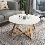 Modern Minimalist Yerleştirme Sehpaları Oturma Odası için 2 Yuvarlak Küçük Sehpa Seti, Yatak Odası Balkon için İstifleme Yan Sehpaları, Sağlam, Kolay Montaj (Beyaz, 50 x 50 x 40 cm)
