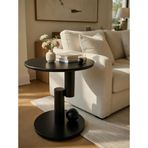 Modern Minimalist Yuvarlak Sehpa, Siyah, Metal Taban ve Lake MDF Yüzey, Oturma Odası için Şık Tasarım