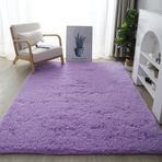 Modern Mor Kürklü Shag Halı 200x300 cm Oturma Odası Yatak Odası Çocuk Odası Yumuşak Kabarık Uzun Kürk Halı Kız Erkek Rahat Kapalı Dekor