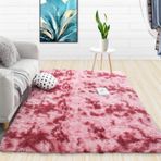 Modern Mor Tüylü Halı Yumuşak ve Kabarık Uzun Tüylü Halı Oturma Odası ve Yatak Odası için Kaymaz İpeksi Pürüzsüz Alan Halısı 80 x 160 cm