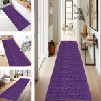 Modern Mor Uzun Koridor Halısı Yolluk 110X400 CM Kaymaz Destek Yıkanabilir Su Emici Polyester Parça Halı Yatak Odası Mutfak Oturma Odası için Kaymaz Teknolojili Şık Zemin Halı Paspası