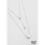 Modern Mozanit 18 Ayar Beyaz Altın Kaplama 44 Cm Gümüş Kolye