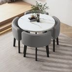 Modern mutfak kahvaltı bar masası seti, 4 kişilik sandalyeli, küçük yuvarlak yemek masası takımı, ev ve ofis için, sade tasarım, uygun sandalyelerle birlikte toplantı odası mobilyaları