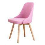 Modern Mutfak Restoran Ofis Sayacı ve Aile Kullanımı için Masif Ahşap Ayaklı Ergonomik Döşemeli Yemek Sandalyeleri Pembe Renk Seçeneği