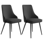 Modern Mutfak Yemek Sandalyeleri 2'li Set Su Geçirmez PU Deri Yan Sandalye Metal Ayaklı, Mutfak, Oturma Odası, Salon veya Tezgah için, Siyah Me, Şık ve Rahat Yemek Sandalyeleri, Siyah