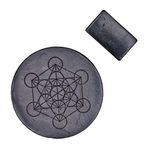 Modern OM Cep telefonları, tabletler, dizüstü bilgisayarlar için Shungite plakalar, kutsal geometrili elektronik için shungite taş çıkartmalar, 2'li set, Metatron küplü büyük plaka