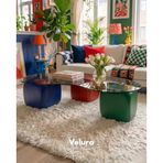 Modern Orta Sehpa & Küre Sehpa & Top Sehpa & Füme Fasulye Cam & Mavi - Kırmızı -Yeşil Zar