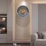 Modern Oturma Odası Dekoru için 16 İnç Dekoratif Hareketli Dişli Büyük Duvar Saati, Steampunk Dişlilerle Endüstriyel Antika Duvar Saati, Çiftlik İçin Büyük Roma Rakamları Demir Metal Duvar S