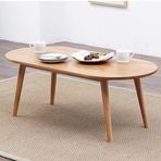 Modern Oval Ahşap Sehpa Retro Orta Yüzyıl Tasarımı Masif Ahşap Şık Oturma Odası Mobilyaları Çiftlik Evi Daire Küçük Alanlar için - Mükemmel Sehpa