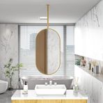 Modern Oval Altın Tavana Monte Ayna, Özelleştirilebilir Asma Çubuklu Metal Çerçeve Banyo veya Oturma Odası Dekoru için İdeal