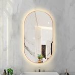 Modern Oval LED Arkadan Aydınlatmalı Banyo Aynası, Kısılabilir 3 Renk Sıcaklığı ile Akıllı LED Işık Duvara Monte Makyaj Aynası (Rose Gold Çerçeve 50X80CM)