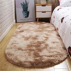 Modern Oval Oturma Odası Halısı Büyük Boy Yumuşak Uzun Tüylü Halı Çocuk Yatak Odası Oturma Odası Yatak Odası için (50x80 cm Haki Kravat Boyası)