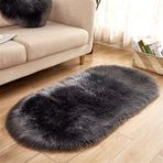 Modern Oval Tüylü Parça Halı Oturma Odası için Kaymaz Büyük Koridor Yatak Odası Halısı Yumuşak ve Peluş Yer Halısı Oda Dekoru için (Açık Gri 80 x 180 cm)