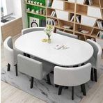 Modern Oval Yemek Masası Seti 6 Sandalyeli 7 Parça Mutfak Salonu Oturma Odası Mobilyaları