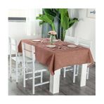 Modern Pamuklu Masa Örtüleri Düz Renk Dikdörtgen Masa Örtüleri Kare Tatil Masa Koruyucuları Koordineli Sandalye Örtüleri 140x100 cm Kahve Keten Seti
