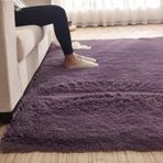 Modern Peluş Parça Halı 160 x 230 cm Yumuşak Yıkanabilir Halı Oturma Odası Yatak Odası Çocuk Odası için Şık Yüksek Tüylü Halı Gri ve Mor Renkte Başucu ve Komidin için Mükemmel