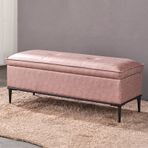 Modern Pembe Deri Osmanlı Saklama Tezgahı PU Deri Ayaklık Döşemeli Sehpa Oturma Odası ve Yatak Odası için 90x45x45 cm (35x18x18 inç) Şık ve Fonksiyonel