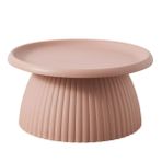 Modern Pembe Yuvarlak Sehpa - İskandinav Mantar Tasarımı, 28" U x 28" G x 14" Y - Balkon, Oturma Odası ve Küçük Alanlar için Şık Plastik Mini Yan Sehpa