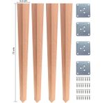 Modern Piramit Model Ahşap Masa Ayakları 75 cm (Yemek/çalışma Masası) - Doğal Kayın [4'lü Set]