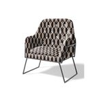 Modern Retro Desenli Polyester Kumaş - Döşemelik, Çanta, Minder ve Örtü Kullanımına Uygun (1 M) Bej - Siyah 100 x 140