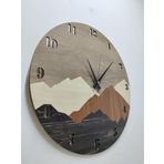 Modern Rustik Dağ Motifli Ahşap Duvar Saati 50 cm