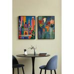 Modern Salon Duvar Dekor 2'li Harita/Sokak Temalı Çerçevesiz Poster