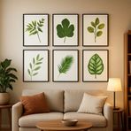 Modern Salon ve Ofis Dekorasyonu 6'lı Botanik Poster Seti - 20x28 cm Duvar Tablosu