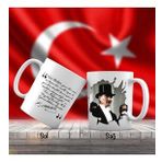 Modern Şapkalı ve Kıyafetli Mustafa Kemal Atatürk ve Unutulmayan Sözleri -Kupa Bardak