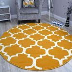 Modern Sarı Hardal Geometrik Yuvarlak Oturma Odası Kilim Giriş Yolları Mutfak Kaymaz Geleneksel Halı 90 CM Çap