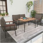 Modern Serisi Balkon, Bahçe, Cafe - Metal Kanepe Koltuk Takımı - 2+1+1 60 x 90 cm Masalı - Cappucino