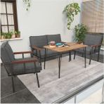 Modern Serisi Balkon, Bahçe, Cafe - Metal Kanepe Koltuk Takımı - 2+1+1 60 x 90 cm Masalı - Koyu Gri