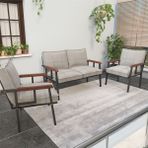 Modern Serisi Balkon, Bahçe, Cafe - Metal Kanepe Koltuk Takımı - 2+1+1 - Krem