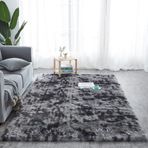 Modern Shaggy Halı - Kabarık Kaymaz Yıkanabilir - Oturma Odası/Yatak Odası için Büyük Suni Kürk Halı - Tiedye - Koyu Gri - 160 x 250 cm