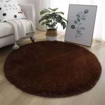 Modern Shaggy Yuvarlak Halı Oturma Odası Yatak Odası için Kaymaz Yumuşak Uzun Tüylü Halı Yemek Odası Ofis Banyo Koridor Mutfak için 23,6 x 23,6 inç Bej