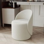 Modern Sherpa Döşemeli Döner Vanity Sandalye Yatak Odası Oturma Odası için 360 ° Derece Rotasyon Kulübü Sandalyesi Rahat Makyaj Koltuğu ile Kuzu Kumaş Varil Sandalye
