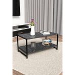 Modern & Şık Orta Sehpa Metal Çerçeve ile Dayanıklı Tasarım, Minimalist ve Fonksiyonel, Salon ,ofis - Siyah Mermer Desenli