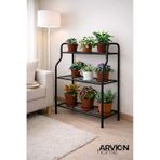 Modern Siyah 3 Katlı Metal Mutfak Ve Dekoratif Saksılık Çiçeklik Dayanıklı Raflı Stand-organizer Siyah