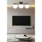 Modern Siyah 3’lü Avize, Salon, Mutfak ve Oda Dekorasyonu - Seçenek 1 - Ahşap - Bej - Siyah